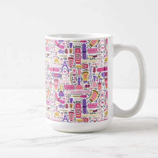 Niedliches Gekritzel-Maniküre-Muster Kaffeetasse (Rechts)
