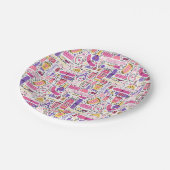 Niedliches Gekritzel-Maniküre-Muster Pappteller (Schrägansicht)