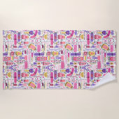 Niedliches Gekritzel-Maniküre-Muster Strandtuch (Vorderseite)