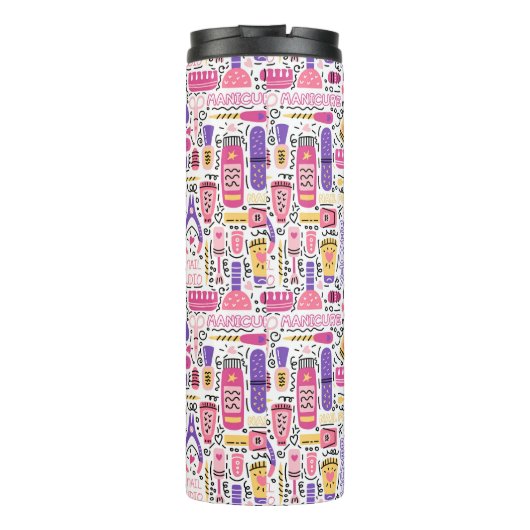 Niedliches Gekritzel-Maniküre-Muster Thermosbecher (Rückseite)