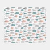 Niedliches Gekritzel-Waldmuster Fleecedecke (Vorderseite (Horizontal))