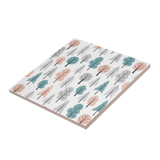 Niedliches Gekritzel-Waldmuster Fliese (Seite)