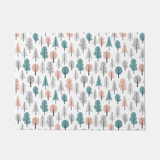 Niedliches Gekritzel-Waldmuster Fußmatte (Vorderseite)