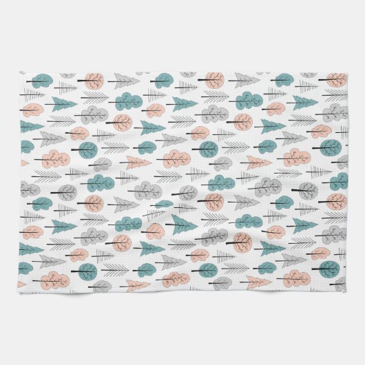 Niedliches Gekritzel-Waldmuster Geschirrtuch (Horizontal)