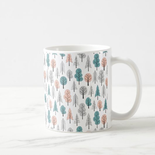 Niedliches Gekritzel-Waldmuster Kaffeetasse (Rechts)