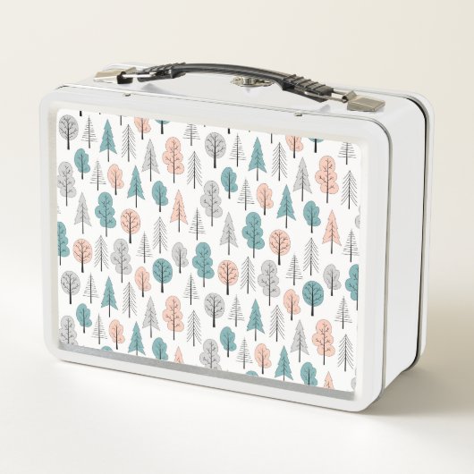 Niedliches Gekritzel-Waldmuster Metall Brotdose (Rückseite)