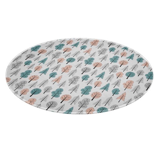 Niedliches Gekritzel-Waldmuster Schneidebrett (Ecke)