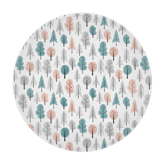 Niedliches Gekritzel-Waldmuster Schneidebrett (Vorderseite)