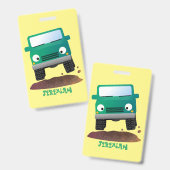 Niedliches Geländefahrzeug Cartoon Ausweis (Vorder- & Rückseite)