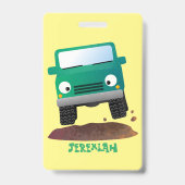 Niedliches Geländefahrzeug Cartoon Ausweis (Rückseite)