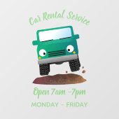 Niedliches Geländefahrzeug Cartoon Fensteraufkleber (Blatt)