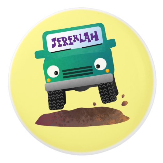 Niedliches Geländefahrzeug Cartoon Keramikknauf (Vorderseite)