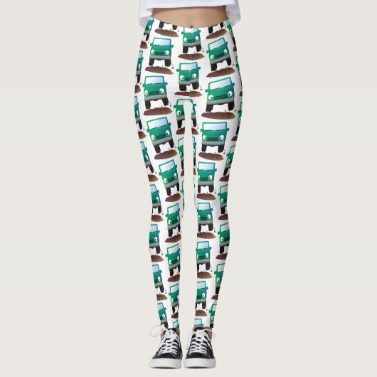 Niedliches Geländefahrzeug Cartoon Leggings (Vorderseite)