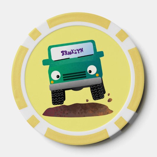 Niedliches Geländefahrzeug Cartoon Pokerchips (Rückseite)