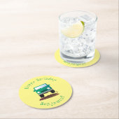 Niedliches Geländefahrzeug Cartoon Runder Pappuntersetzer (Vor Ort)