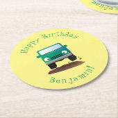 Niedliches Geländefahrzeug Cartoon Runder Pappuntersetzer (Angewinkelt)