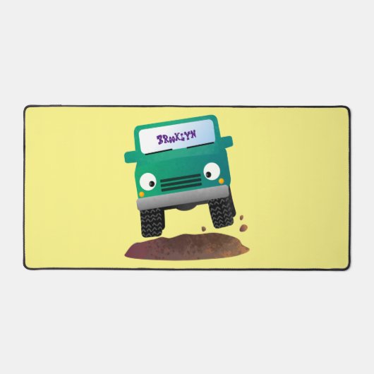 Niedliches Geländefahrzeug Cartoon Schreibtischunterlage (Vorderseite)