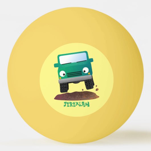 Niedliches Geländefahrzeug Cartoon Tischtennisball (Vorderseite)