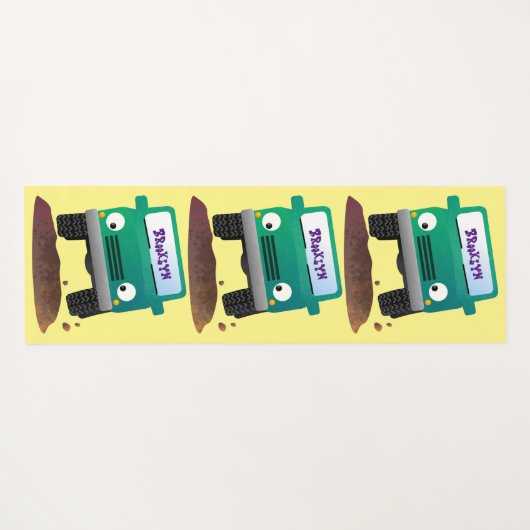 Niedliches Geländefahrzeug Cartoon Yogamatte (Rückseite (Horizontal))