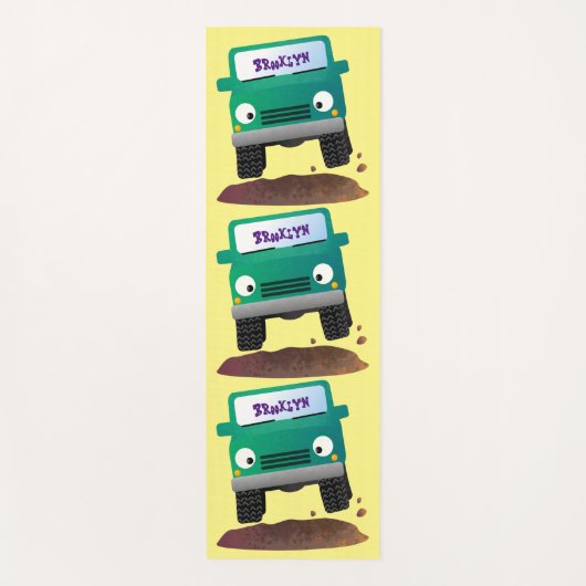 Niedliches Geländefahrzeug Cartoon Yogamatte (Vorderseite)