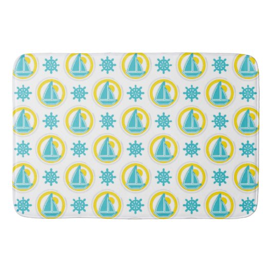Niedliches Gelb- und Blaumuster Badematte (Vorderseite)
