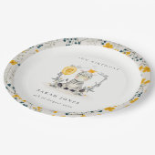 Niedliches Gelbbaby Zebra Foliage jedes Lebensalte Pappteller (Schrägansicht)