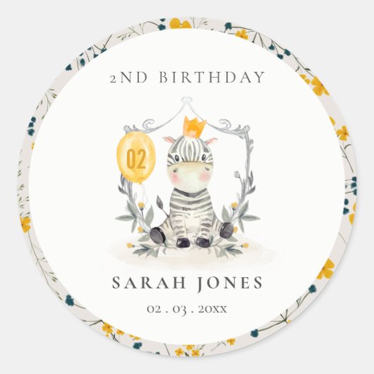 Niedliches Gelbbaby Zebra Foliage jedes Lebensalte Runder Aufkleber (Vorderseite)