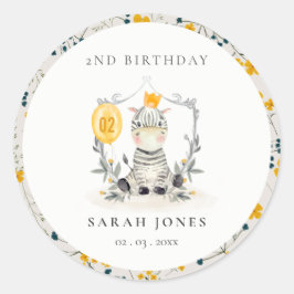 Niedliches Gelbbaby Zebra Foliage jedes Lebensalte Runder Aufkleber