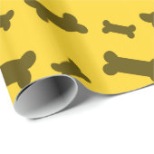 Niedliches gelber Hundeknochenmuster Geschenkpapier (Rolleneckpunkt)