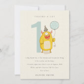 Niedliches Gelbes Aqua-Monster jeder Altersstufe G Dankeskarte (Vorderseite)