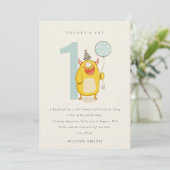 Niedliches Gelbes Aqua-Monster jeder Altersstufe G Dankeskarte (Stehend Vorderseite)