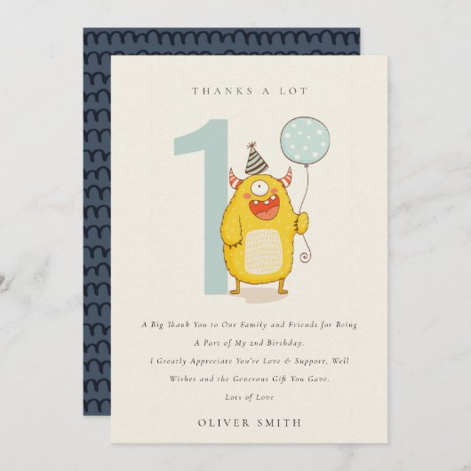 Niedliches Gelbes Aqua-Monster jeder Altersstufe G Dankeskarte (Vorne/Hinten)