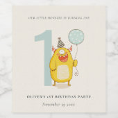 Niedliches Gelbes Aqua-Monster jeder Altersstufe G Weinetikett (Einzelnes Label)