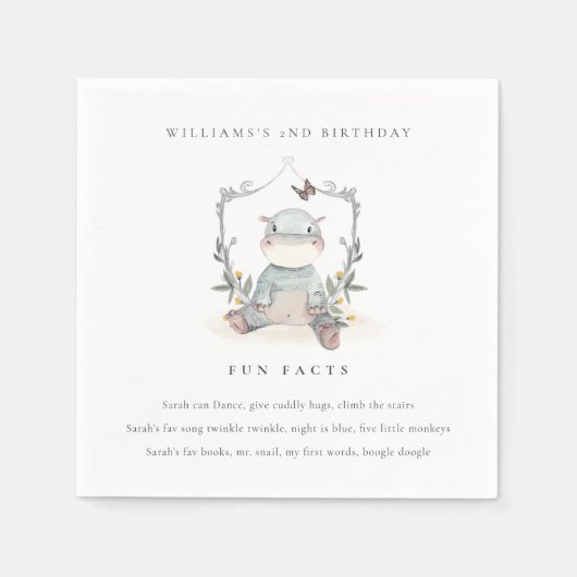 Niedliches Gelbes Baby Hippo Foliage Spaß Fakten G Serviette (Vorderseite)