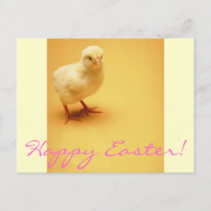 Niedliches gelbes Baby Kick Happy Osterfeier! Feiertagspostkarte