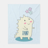 Niedliches Gelbes Dino mit glücklichen Sternen Fleecedecke (Vorderseite)