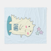 Niedliches Gelbes Dino mit glücklichen Sternen Fleecedecke (Vorderseite (Horizontal))
