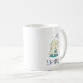 Niedliches Gelbes Dino mit glücklichen Sternen Kaffeetasse (VorderseiteRechts)