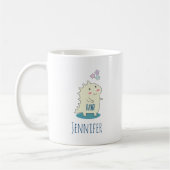 Niedliches Gelbes Dino mit glücklichen Sternen Kaffeetasse (Links)