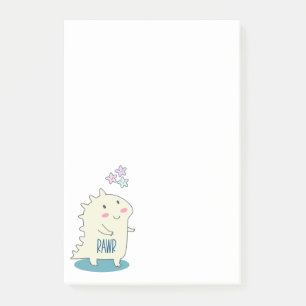 Niedliches Gelbes Dino mit glücklichen Sternen Post-it Klebezettel