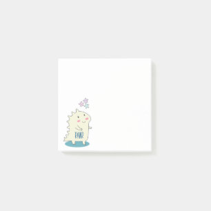 Niedliches Gelbes Dino mit glücklichen Sternen Post-it Klebezettel