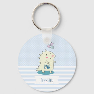 Niedliches Gelbes Dino mit glücklichen Sternen Schlüsselanhänger