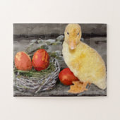 Niedliches Gelbes Enckling Ostereier Nest Wasserfa Puzzle (Horizontal)