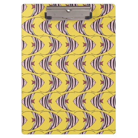 Niedliches gelbes Fischmuster Klemmbrett (Vorderseite)
