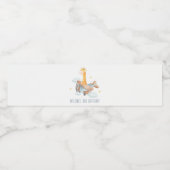 Niedliches Gelbes Flugzeug Giraffe Sterne Kinderge Wasserflaschenetikett (Einzelnes Label)