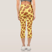 Niedliches gelbes Giraffenmuster Capri Leggings (Rückseite)