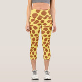 Niedliches gelbes Giraffenmuster Capri Leggings (Vorderseite)