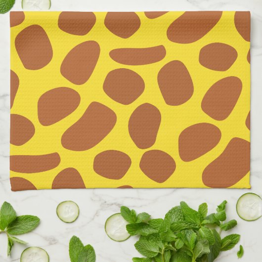 Niedliches gelbes Giraffenmuster Geschirrtuch (Gefaltet)