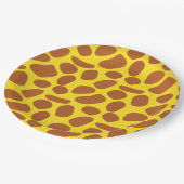 Niedliches gelbes Giraffenmuster Pappteller (Schrägansicht)