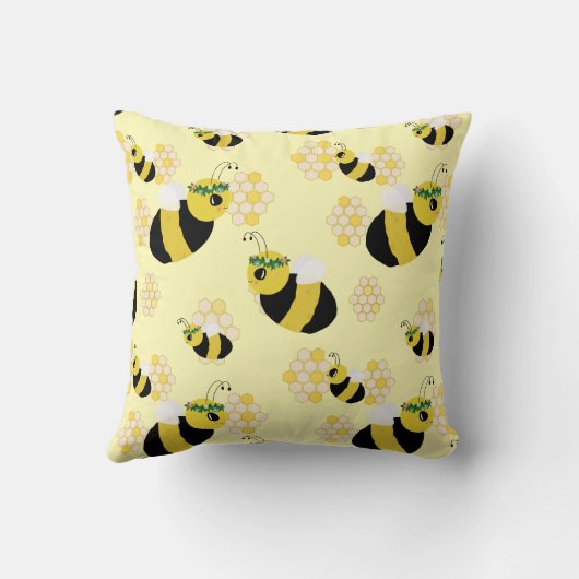 Niedliches gelbes Hummelbett Honeycomb Herz Babyzi Kissen (Rückseite)
